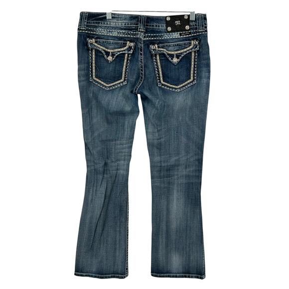 Vtg y2k Women's' Low Rise Miss Me Blue Denim Bootcut Jeans JW5406BV SZ 32 (34) - Picture 6 of 10